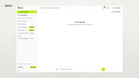 Legal AI platform redesign